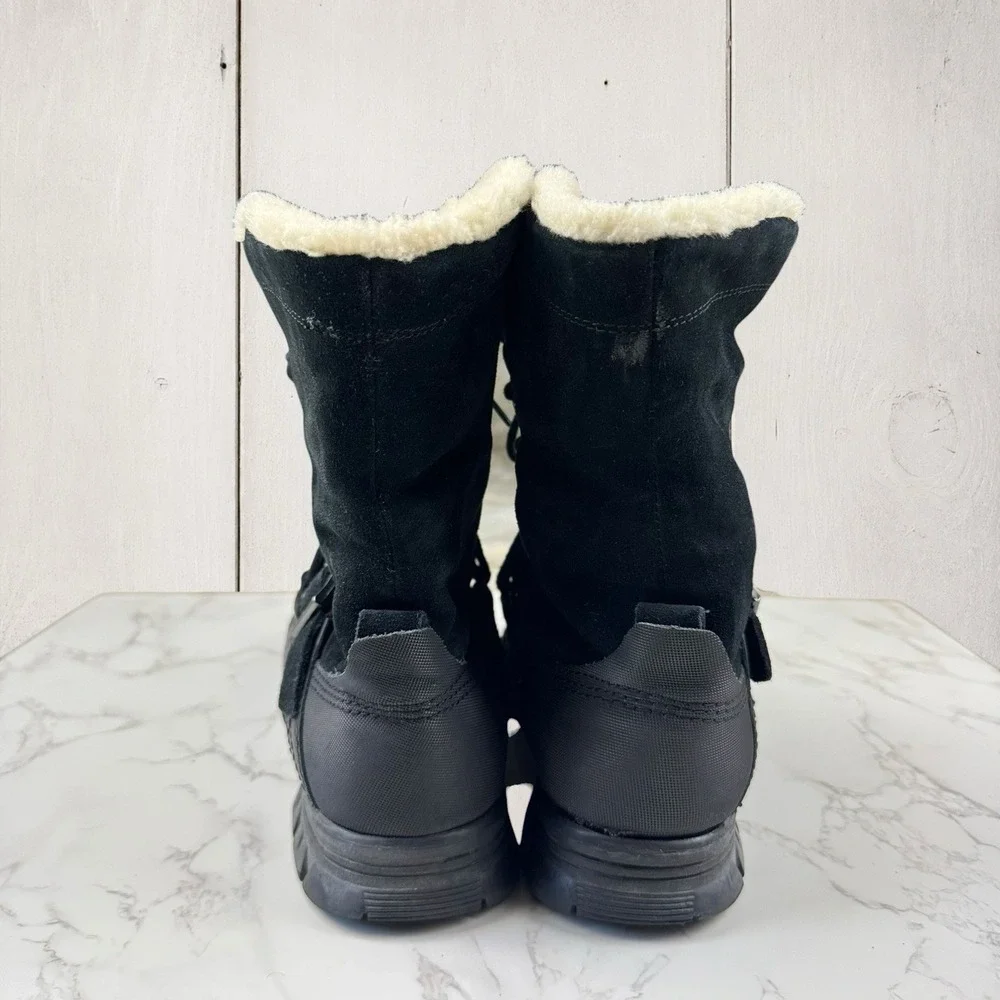 Polo Ralph Lauren Tavin Rollover Shearling Boots 11 D Black Suede Leather Pony